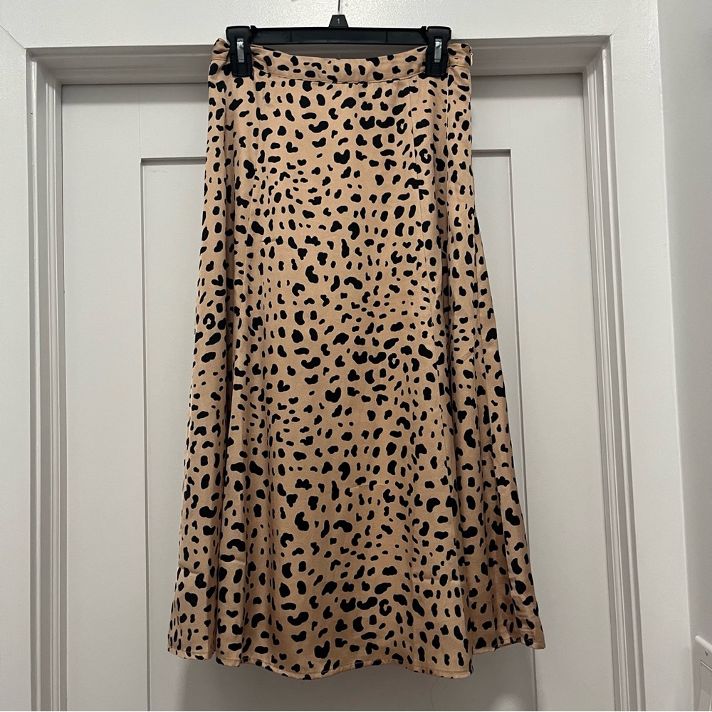 Roolee Leopard Print Midi Skirt - Tan and Black